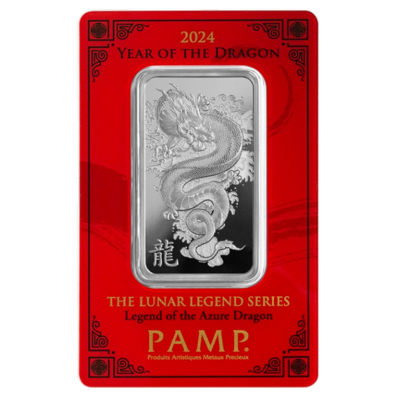 2024 Lingotto d'Argento PAMP 1oz Anno del Drago