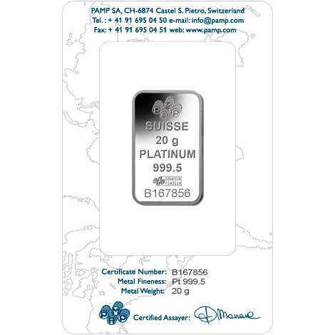 PAMP Lingottino di Platino 20g